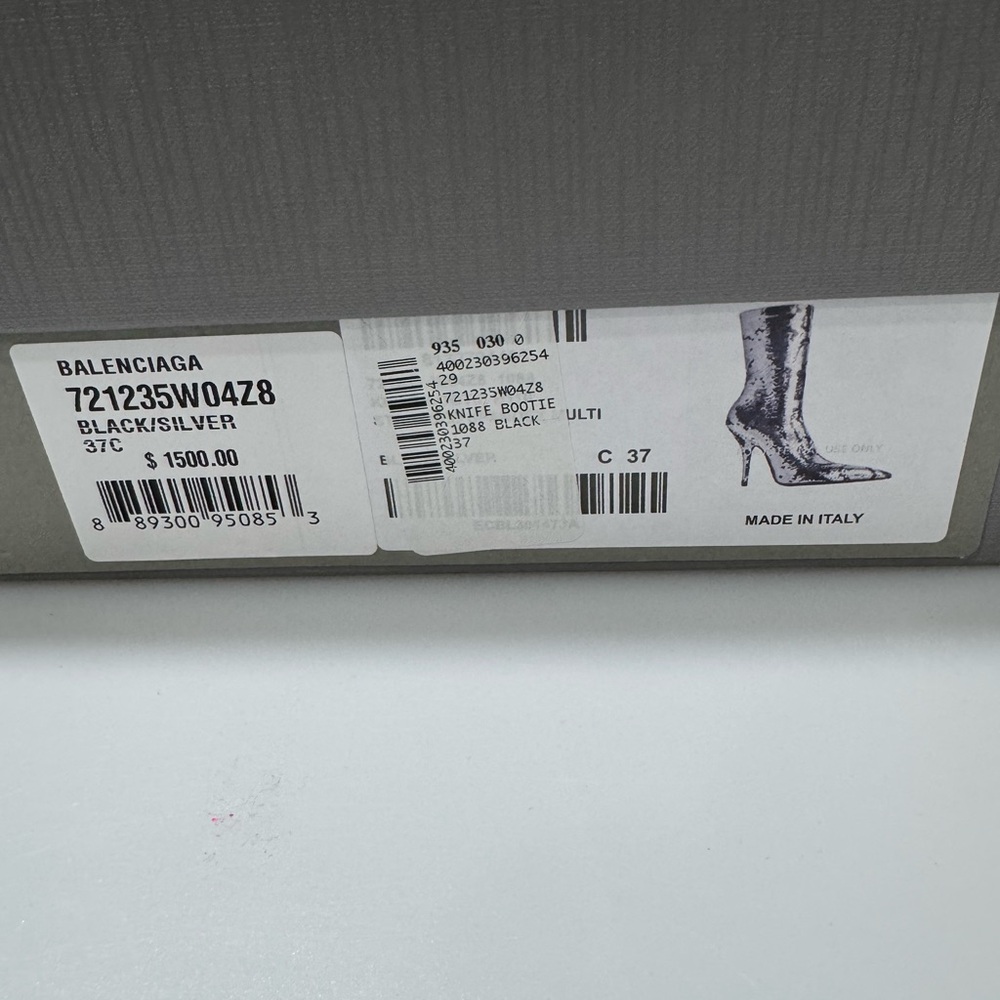Balenciaga Knife Sequin High Heel Sock Booties Silver Women’s EU 37/US 7 - Picture 9 of 9